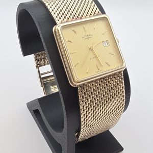 rotary quartz square dress watch (with integrated mesh bracelet)