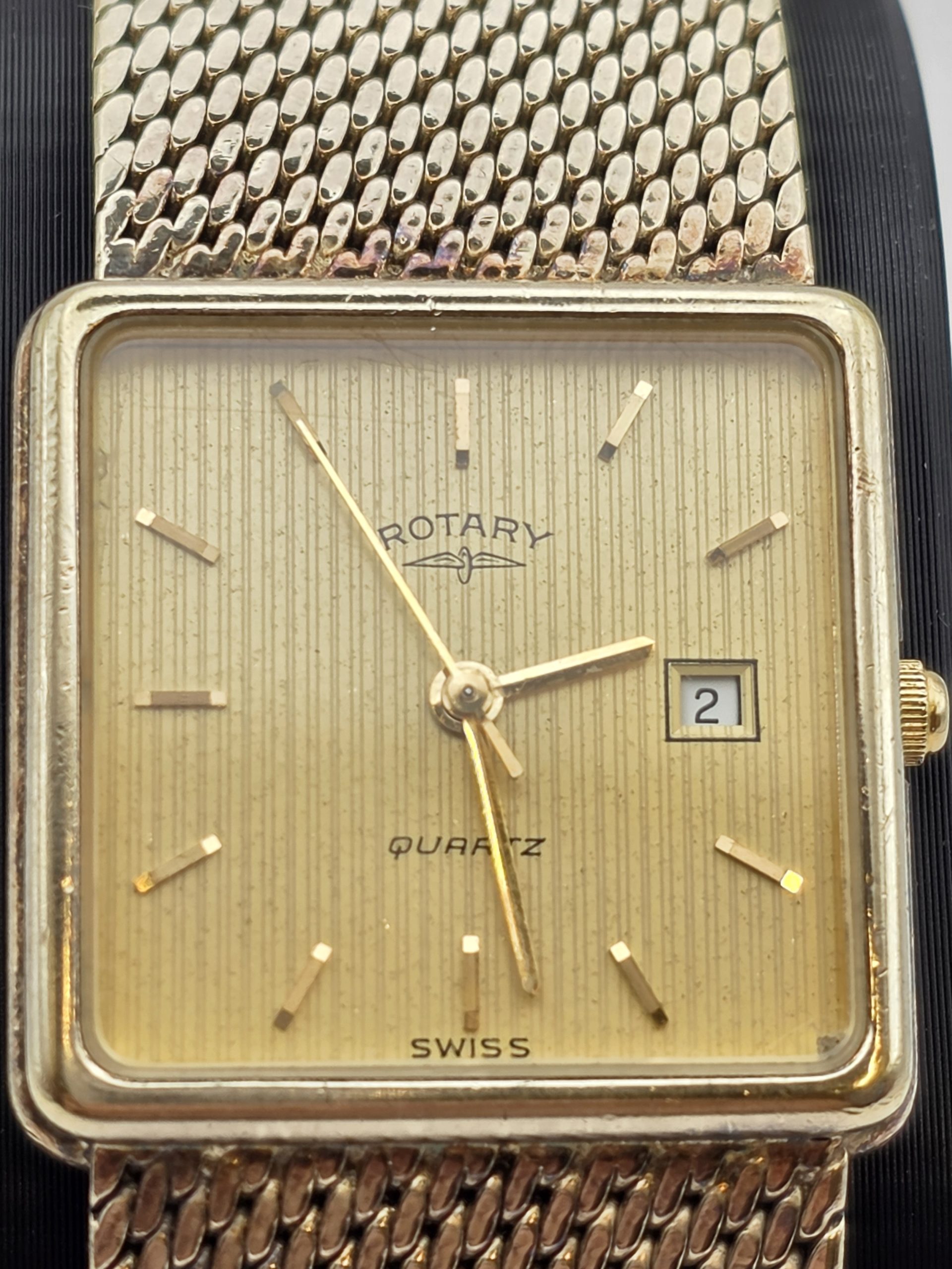 rotary quartz square dress watch (with integrated mesh bracelet) rotary quartz square dress watch (with integrated mesh bracelet)